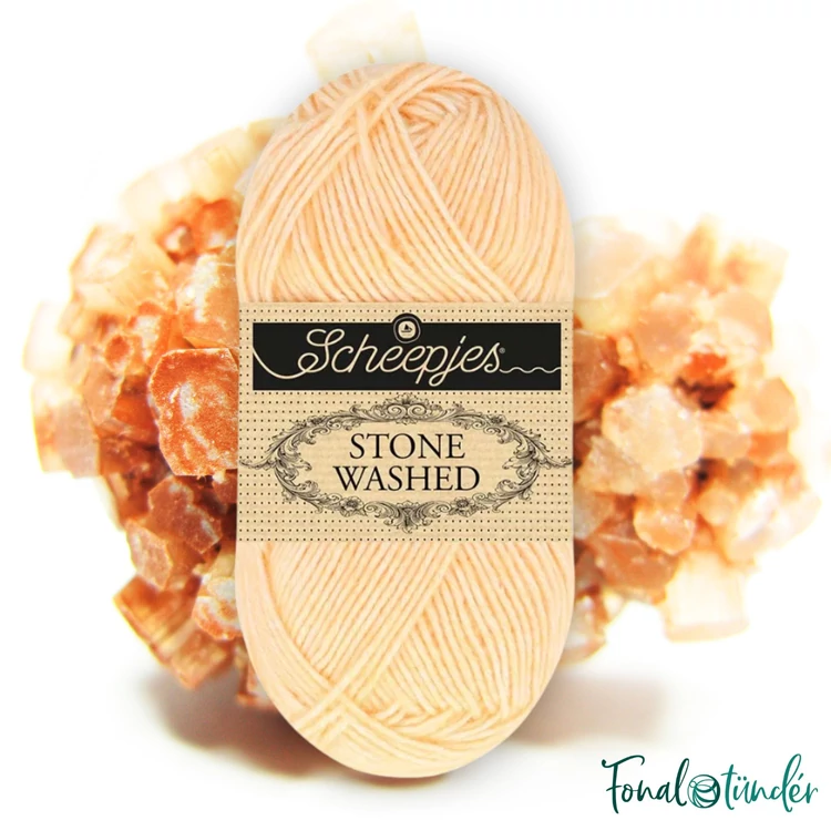 Scheepjes Stone Washed 841 Aragonite - barack rózsaszín pamut fonal - pink yarn