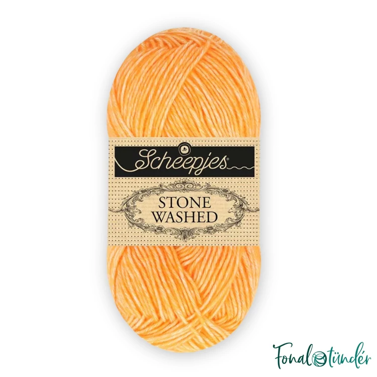 Scheepjes Stone Washed 842 Orange Calcite - élénk sárga pamut fonal - yellow cotton yarn