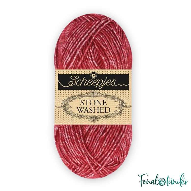 Scheepjes Stone Washed 844 Vanadinite - vörös pamut fonal - deep red yarn