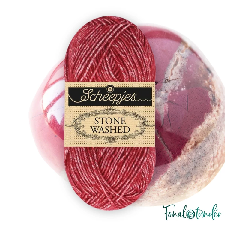 Scheepjes Stone Washed 844 Vanadinite - vörös pamut fonal - deep red yarn