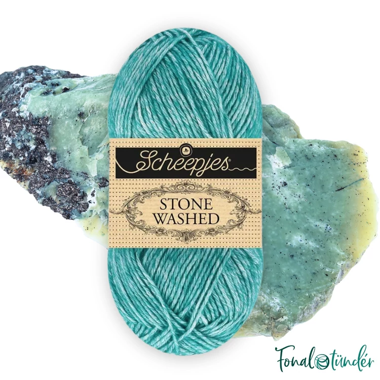 Scheepjes Stone Washed 849 Bright Actinolite - türkiz zöld pamut fonal - green yarn