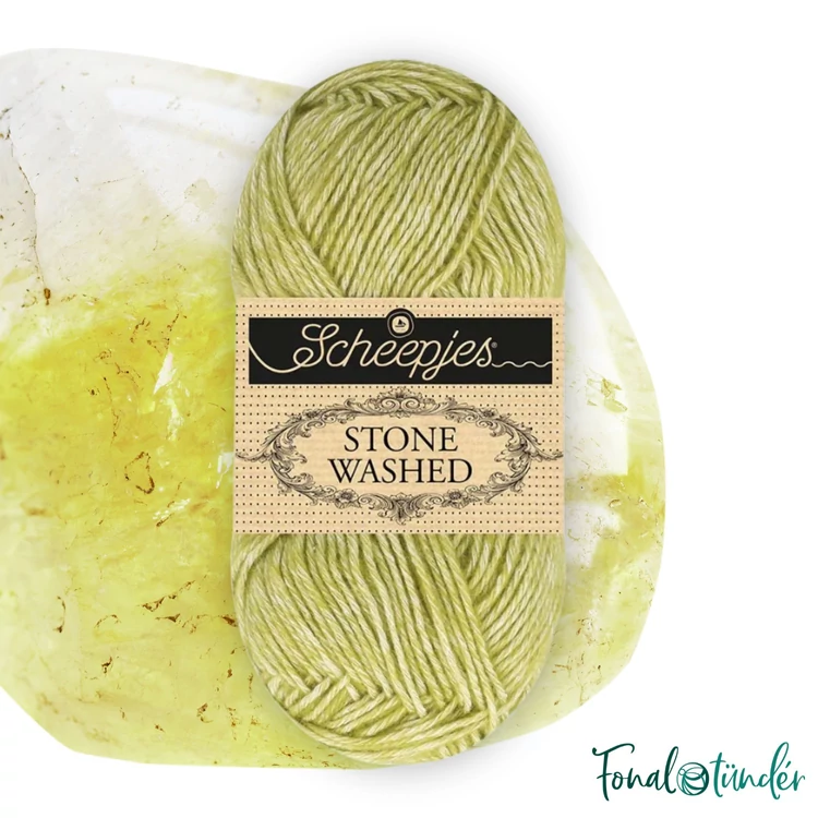 Scheepjes Stone Washed 850 Prehnite - zöld pamut fonal - green yarn
