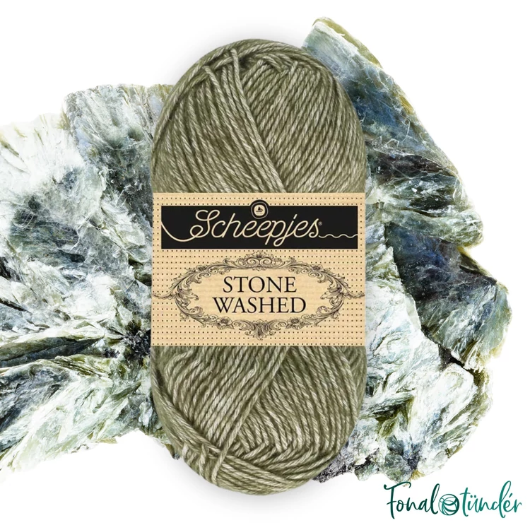 Scheepjes Stone Washed 851 Chlorite Green - zöld pamut fonal - green yarn
