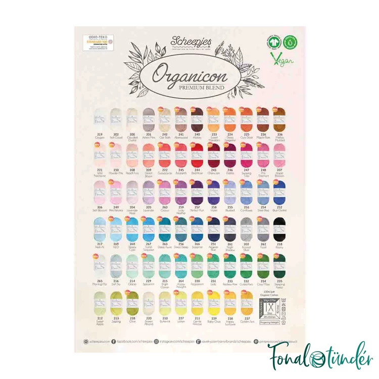 Scheepjes Organicon - Color Sample Card - Színpaletta - 02
