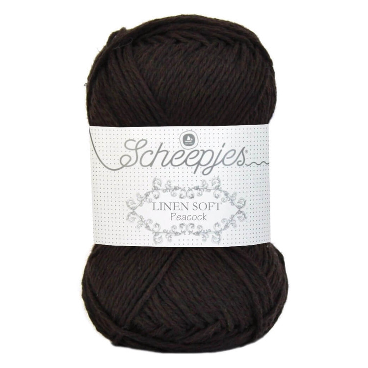 Scheepjes Linen Soft 601 - barnás-fekete len tartalmú fonal