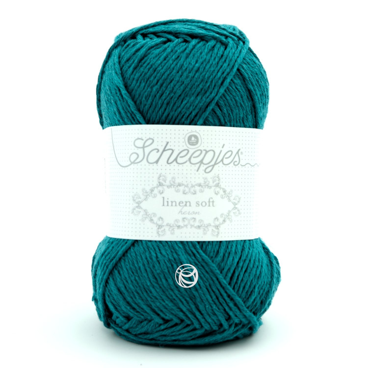 Scheepjes Linen Soft 608 - sötét türkiz len tartalmú fonal