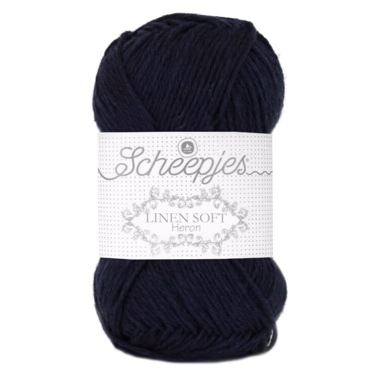 Scheepjes Linen Soft 621 - bluish black - kékes fekete - len keverék fonal - yarn blend
