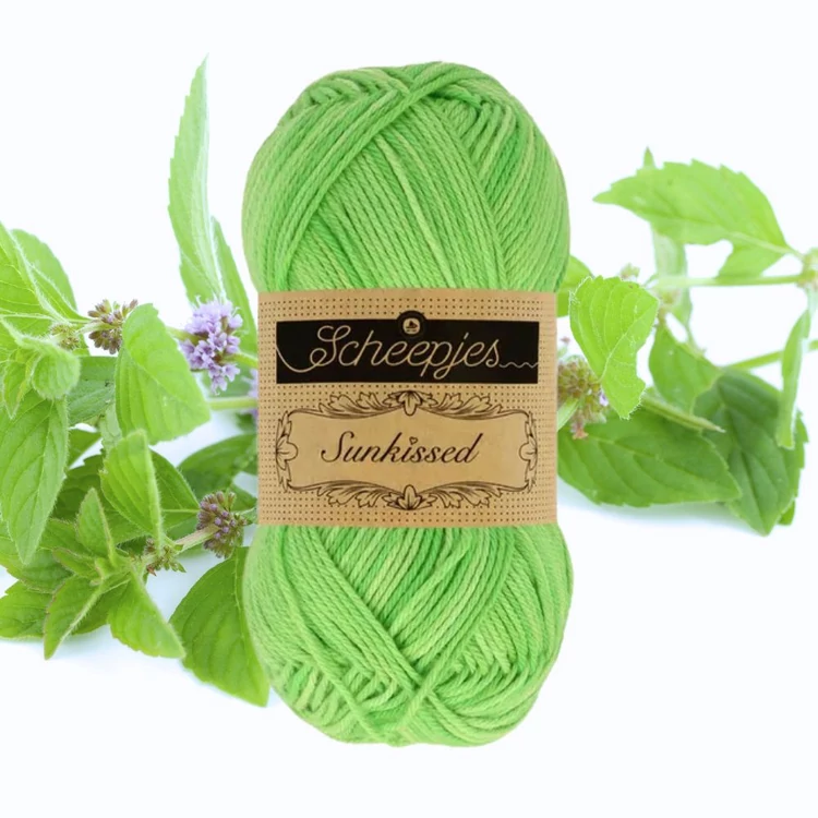 Scheepjes Sunkissed 14 Spearmint Green - Zöld pamut fonal  - cotton yarn