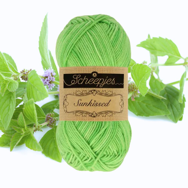 Scheepjes Sunkissed 14 Spearmint Green - zöld pamut fonal Scheepjes Sunkissed 14 Spearmint Green - zöld pamut fonal