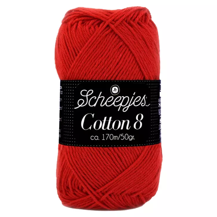 Scheepjes Cotton8 510 red - piros pamut fonal  - cotton yarn