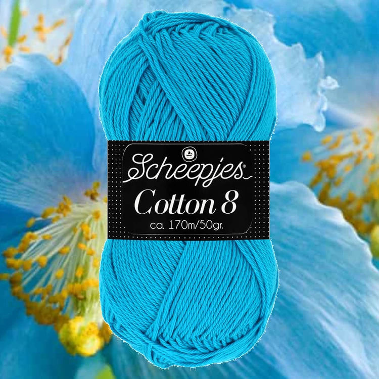 Scheepjes Cotton8 563 vivid blue - élénk kék pamut fonal  - cotton yarn