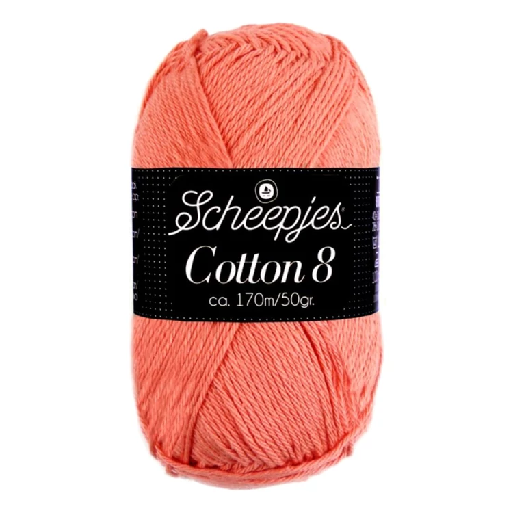 Scheepjes Cotton8 650 coral red - korall piros pamut fonal  - cotton yarn