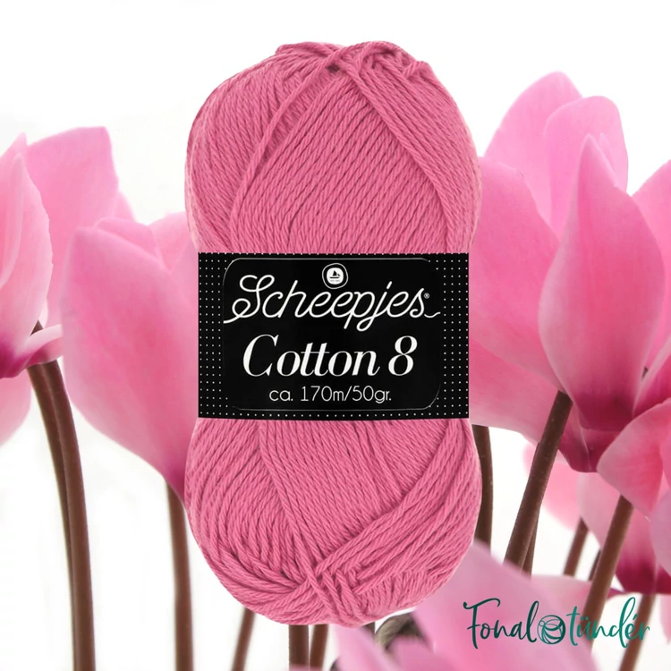 Scheepjes Cotton8 653 Pink - rózsaszín pamut fonal  - cotton yarn - 02