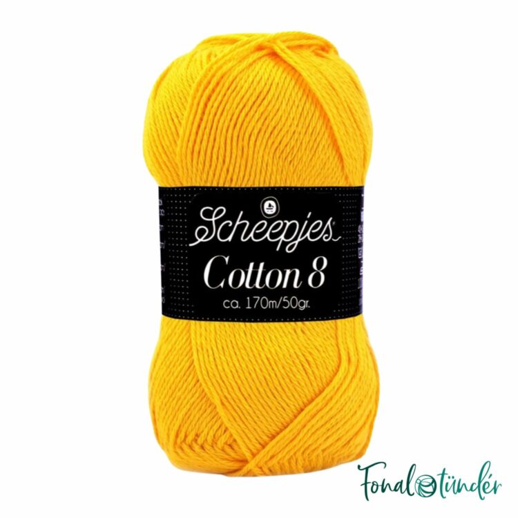 Scheepjes Cotton8 714 vivid yellow - élénk sárga pamut fonal  - cotton yarn