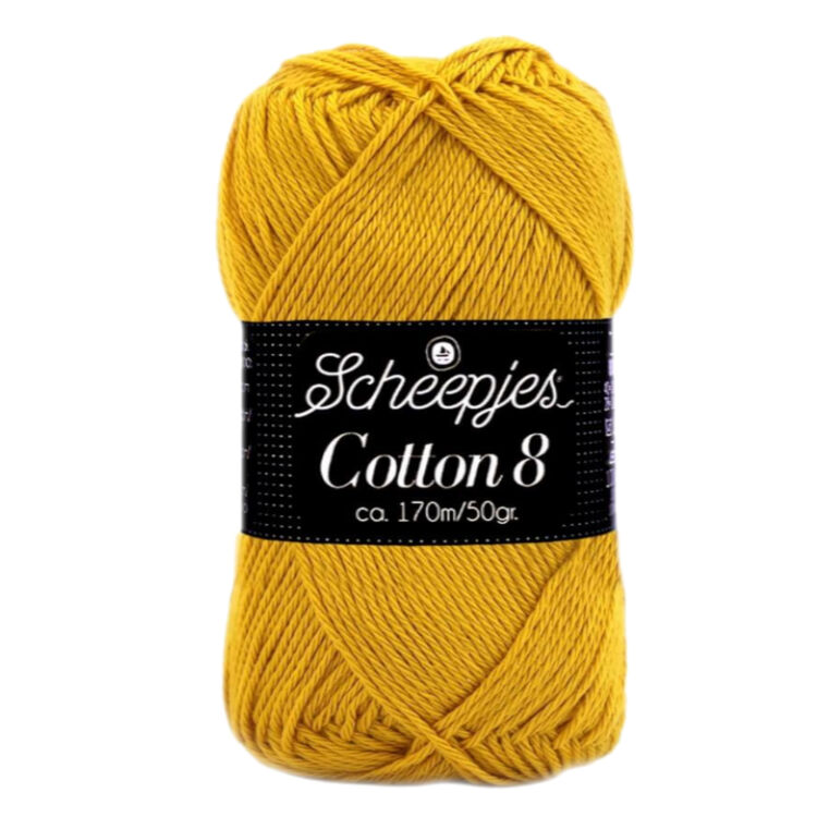 Scheepjes Cotton8 722 mustard yellow - mustársárga pamut fonal  - cotton yarn