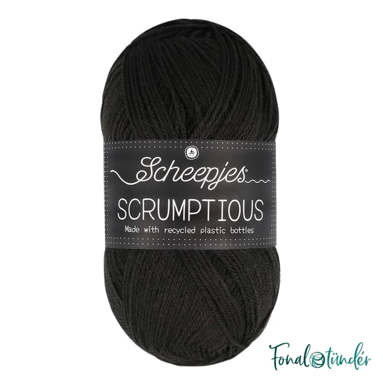 Scheepjes Scrumptious 301 Charcoal Ice Cream - fekete öko akril fonal - recycled acrylic yarn blend