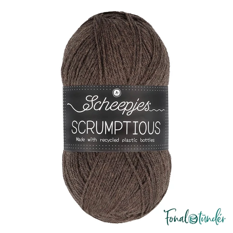 Scheepjes Scrumptious 304 Chocolate Ganache - barna öko akril fonal - recycled acrylic yarn blend