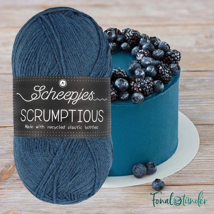 Scheepjes Scrumptious 305 Blue Surf Cake - áfonyakék öko akril fonal - recycled acrylic yarn blend - 2