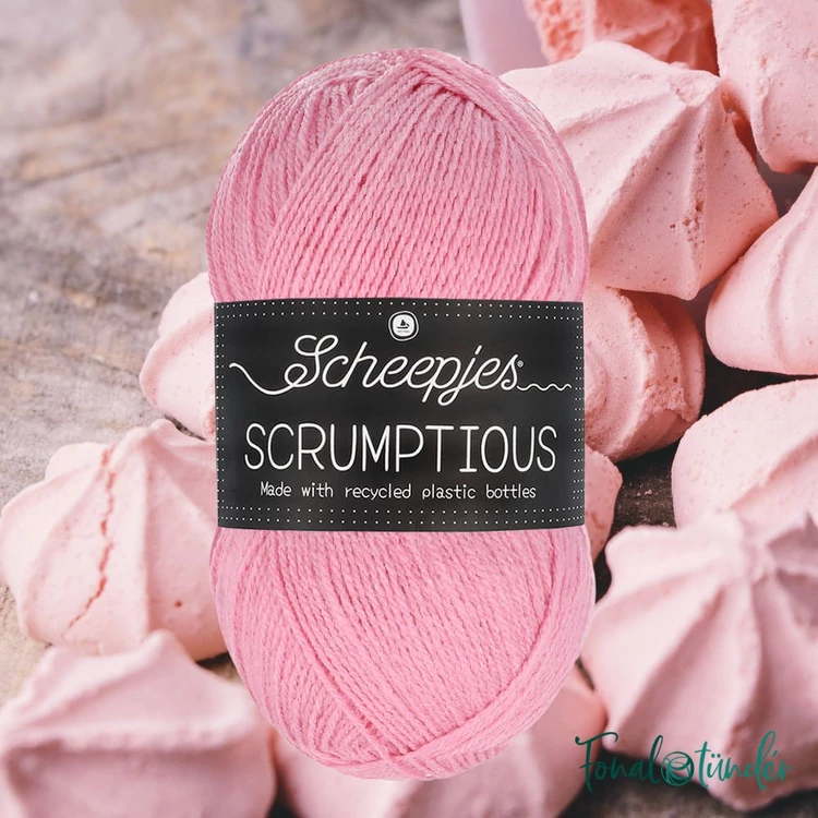 Scheepjes Scrumptious 330 Cotton Candy Meringue - rózsaszín öko akril fonal - recycled pink acrylic yarn blend - 01