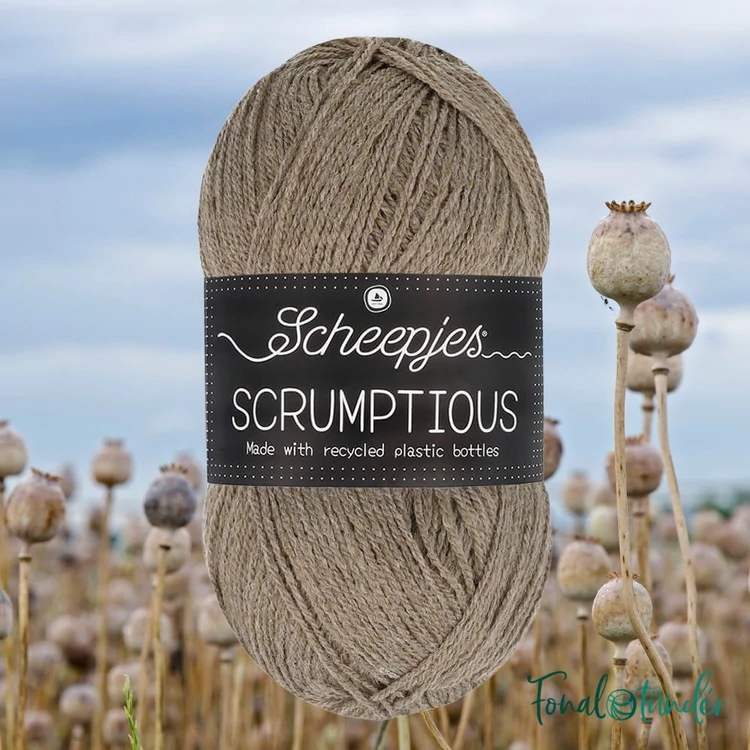 Scheepjes Scrumptious 333 Poppy Seed Blondie - drapp öko akril fonal - recycled acrylic yarn blend - 02