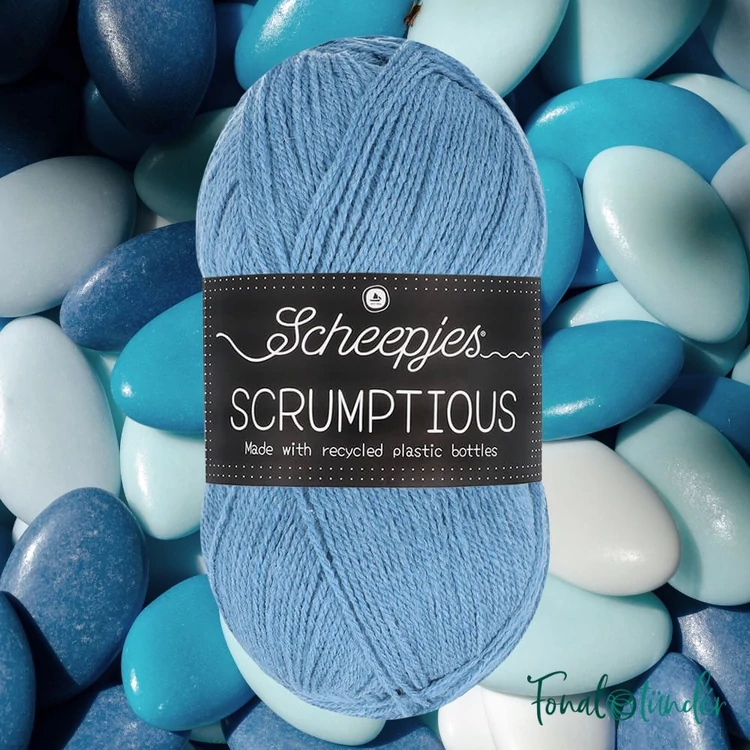 Scheepjes Scrumptious 335 Raspberry Rock Candy - kék öko akril fonal - recycled blue acrylic yarn blend - 02