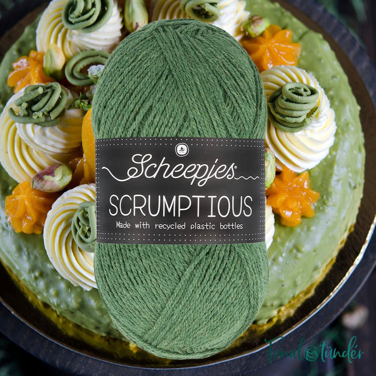 Scheepjes Scrumptious 344 Pistachio Mafroukeh - sötétzöld akril fonal
