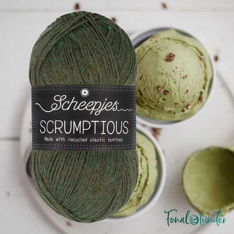 Scheepjes Scrumptious 360 Chocolate Mint Bark - sötétzöld öko akril fonal - recycled green acrylic yarn blend - 01