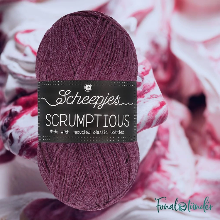 Scheepjes Scrumptious 368 Cabernet Gelato - sötétlila öko akril fonal - recycled purple acrylic yarn - 02