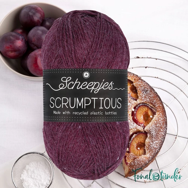 Scheepjes Scrumptious 369 Mulled Wine Plum Cobbler - sötétlila öko akril fonal - recycled purple acrylic yarn - 01
