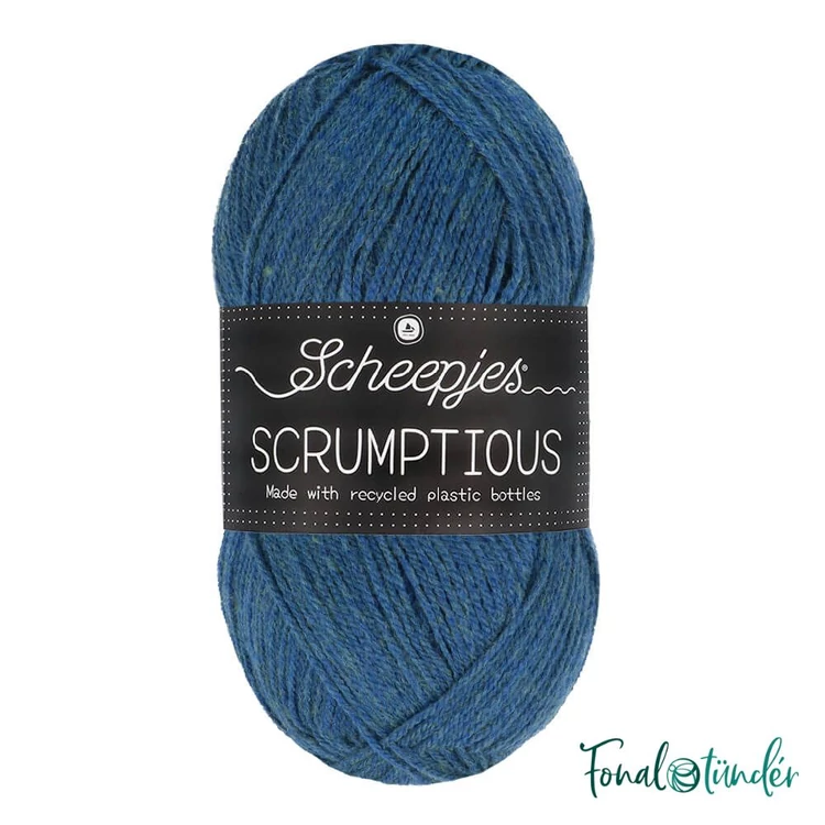 Scheepjes Scrumptious 374 Blueberry Basil Galette - hamvas zöldes kék öko akril fonal - recycled blue acrylic yarn blend