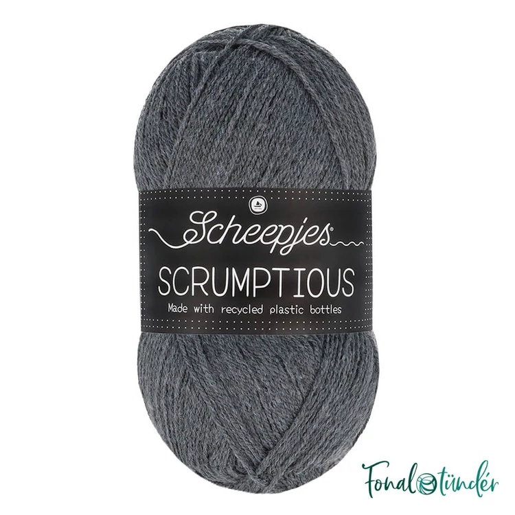 Scheepjes Scrumptious 380 Black Sesame Muffin - szürke öko akril fonal - recycled gray acrylic yarn blend