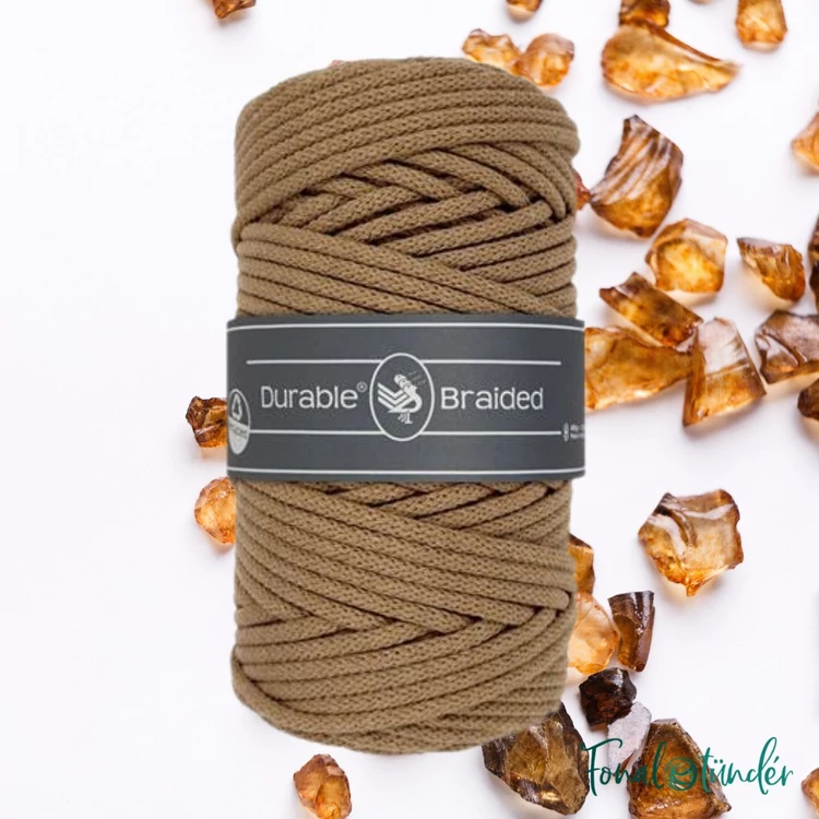 Durable Braided 2224 Amber Stone - brown cotton cord - sárgásbarna zsinórfonal - 5mm