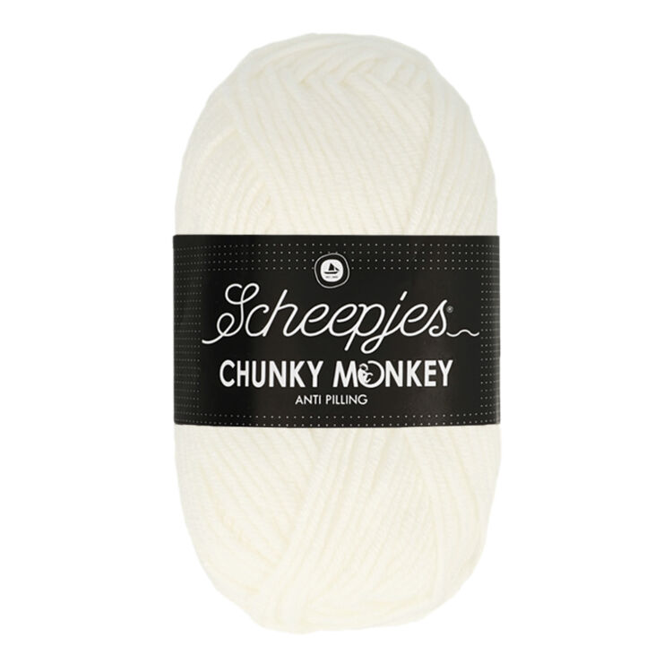 Scheepjes Chunky Monkey 1001 White - hófehér akril fonal - snowwhite acrylic yarn
