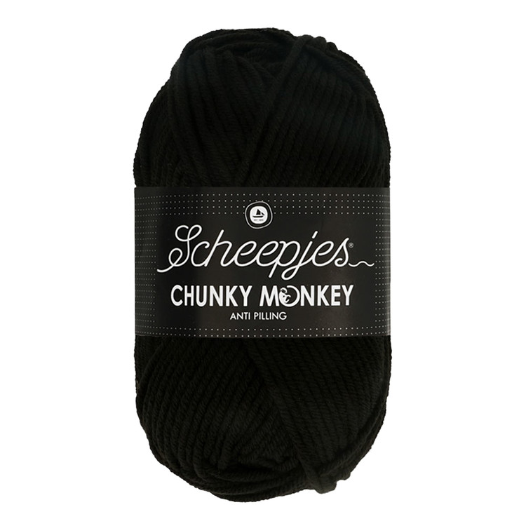 Scheepjes Chunky Monkey 1002 Black - fekete akril fonal