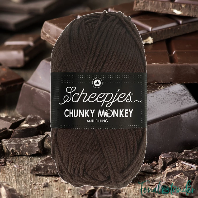 Scheepjes Chunky Monkey 1004 Chocolate - csokibarna akril fonal - brown acrylic yarn - kep2