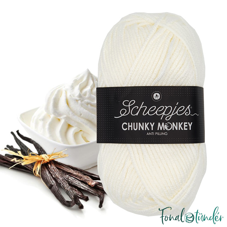 Scheepjes Chunky Monkey 1005 Cream - krémfehér akril fonal