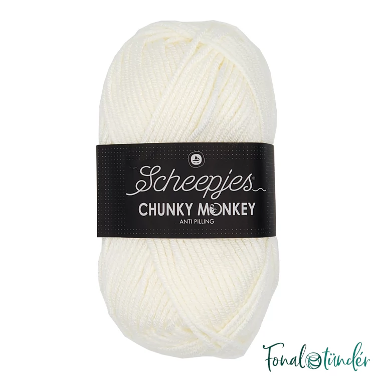 Scheepjes Chunky Monkey 1005 Cream - krémfehér akril fonal - acrylic yarn
