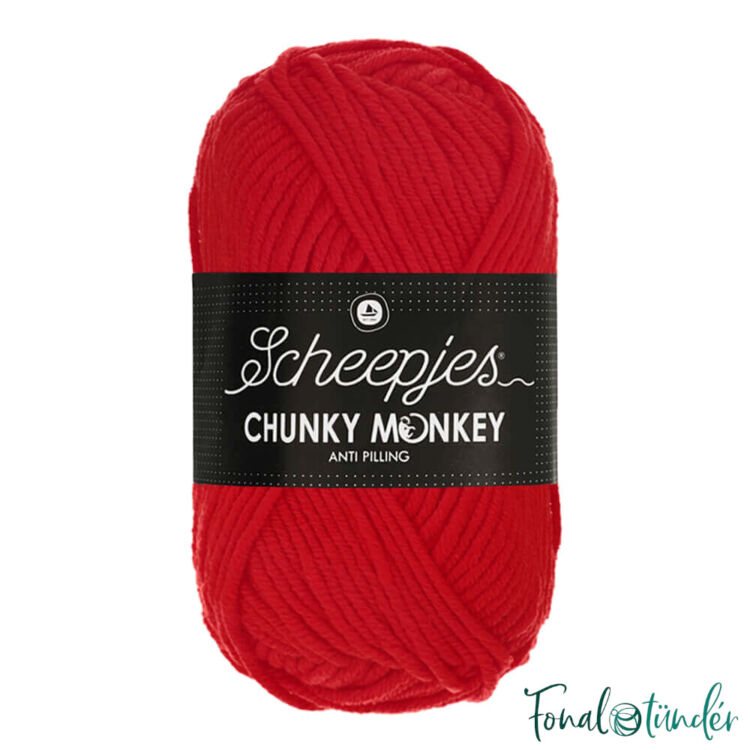 Scheepjes Chunky Monkey 1010 Scarlet - skarlátvörös akril fonal - red acrylic yarn