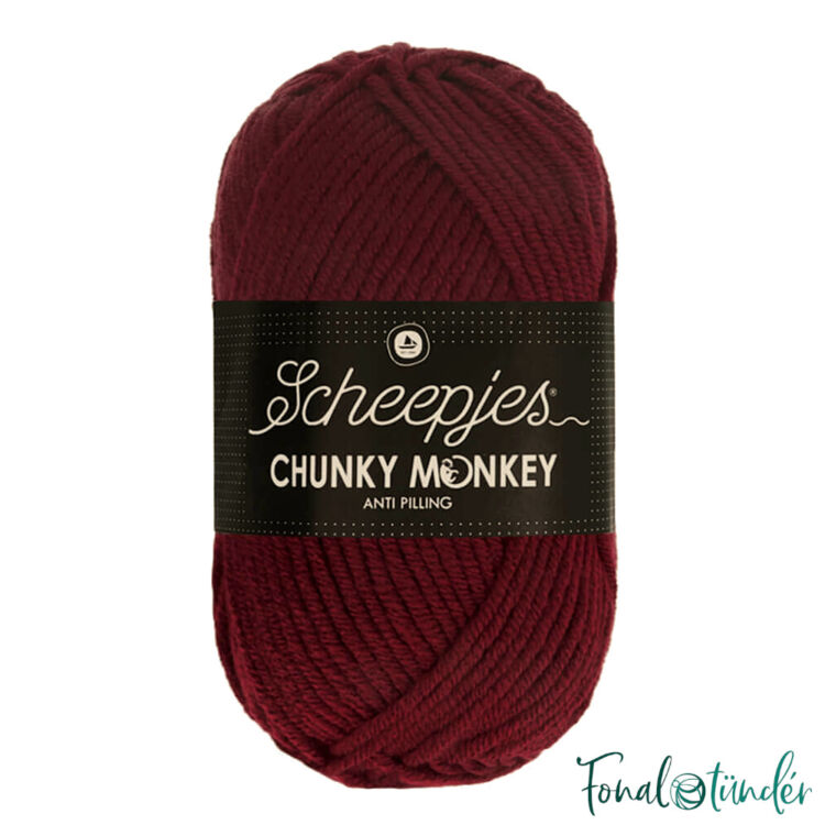 Scheepjes Chunky Monkey 1035 Maroon - mély gesztenyevörös akril fonal - red acrylic yarn