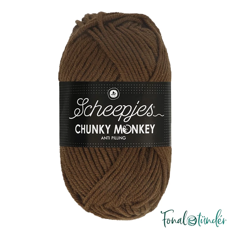Scheepjes Chunky Monkey 1054 Tawny - barna akril fonal - brown acrylic yarn