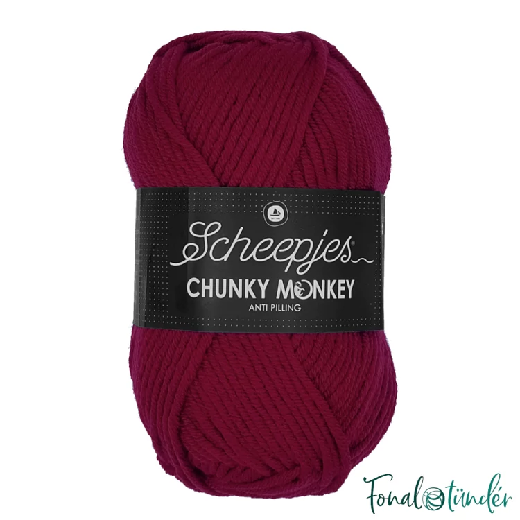 Scheepjes Chunky Monkey 1123 Garnet - gránátvörös akril fonal - acrylic yarn