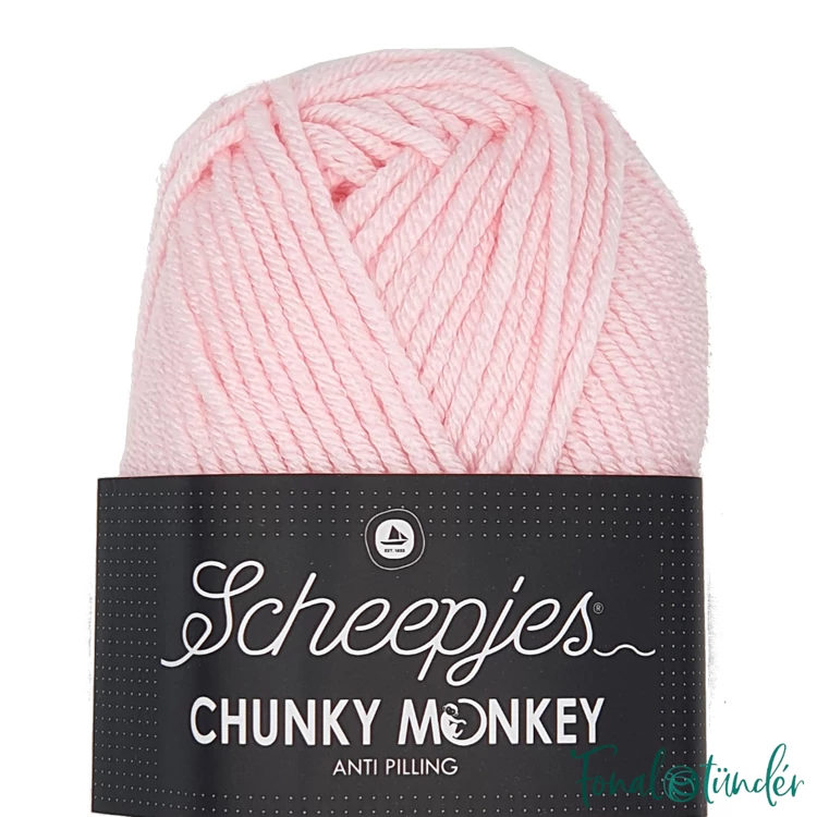 Scheepjes Chunky Monkey 1240 Baby Pink - halvány babarózsaszín akril fonal - light pink acrylic yarn