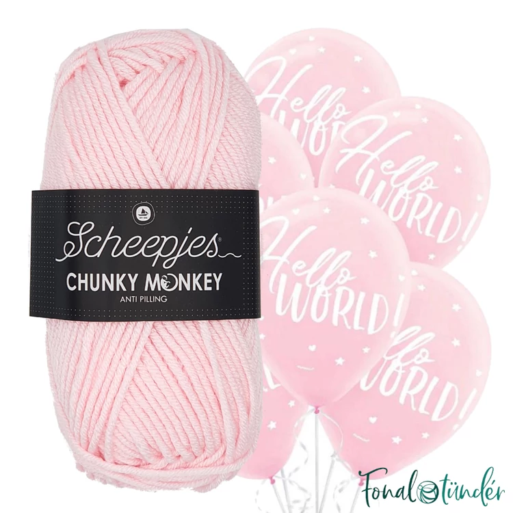 Scheepjes Chunky Monkey 1240 Baby Pink - halvány babarózsaszín akril fonal - light pink acrylic yarn