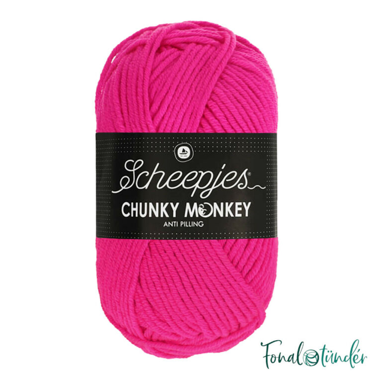 Scheepjes Chunky Monkey 1257 Hot Pink - neon rózsaszín akril fonal - red acrylic yarn