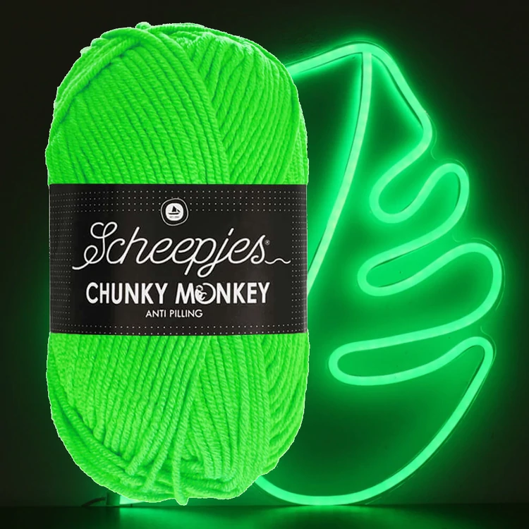 Scheepjes Chunky Monkey 1259 Neon Green - neon-zöld akril fonal - green acrylic yarn