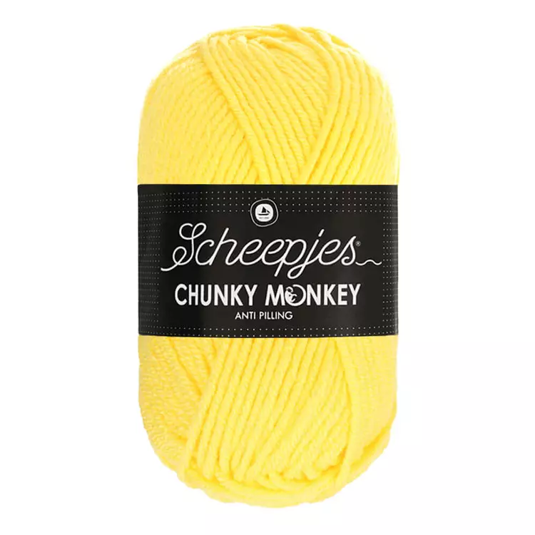 Scheepjes Chunky Monkey 1263 Lemon - citromsárga akril fonal - lemon-yellow acrylic yarn