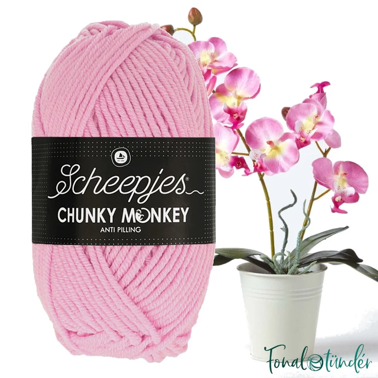 Scheepjes Chunky Monkey 1390 Orchid - orchidea rózsaszín akril fonal - pink acrylic yarn - kep
