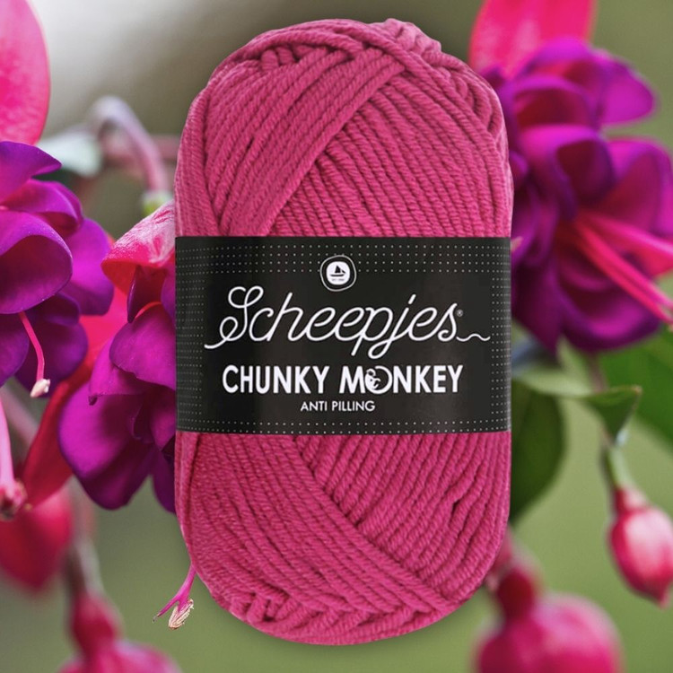 Scheepjes Chunky Monkey 1827 Deep Fuchsia - sötét rózsaszín akril fonal Scheepjes Chunky Monkey 1827 Deep Fuchsia - sötét rózsaszín akril fonal