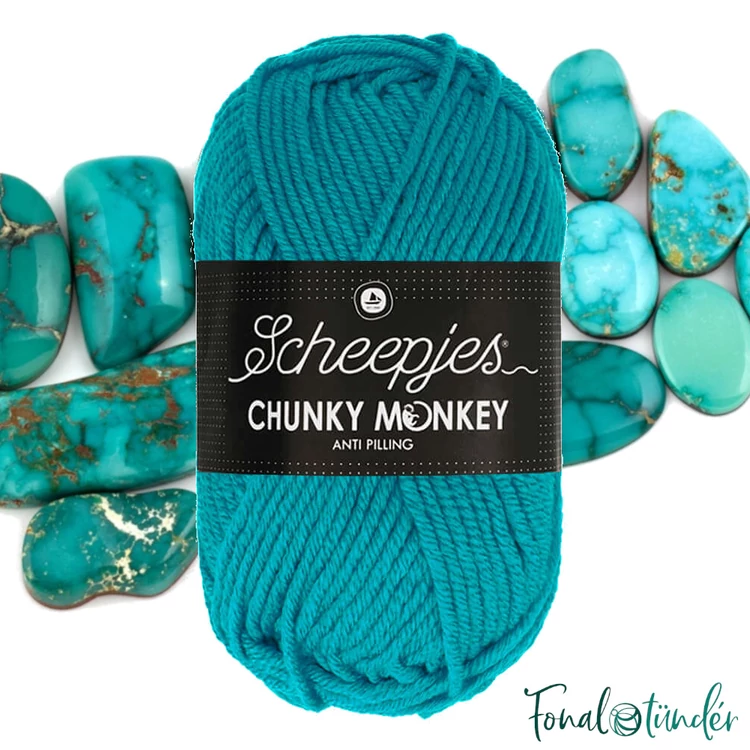 Scheepjes Chunky Monkey 2012 - türkizkék akril fonal - turquoise acrylic yarn - kép2