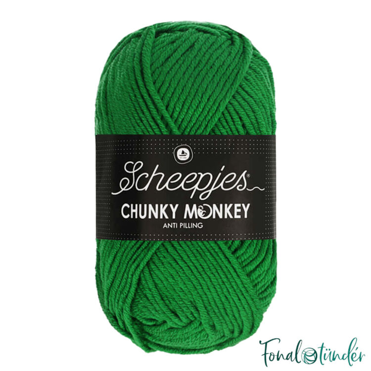 Scheepjes Chunky Monkey 1826 Shamrock - élénk fűzöld akril fonal - vivid green acrylic yarn